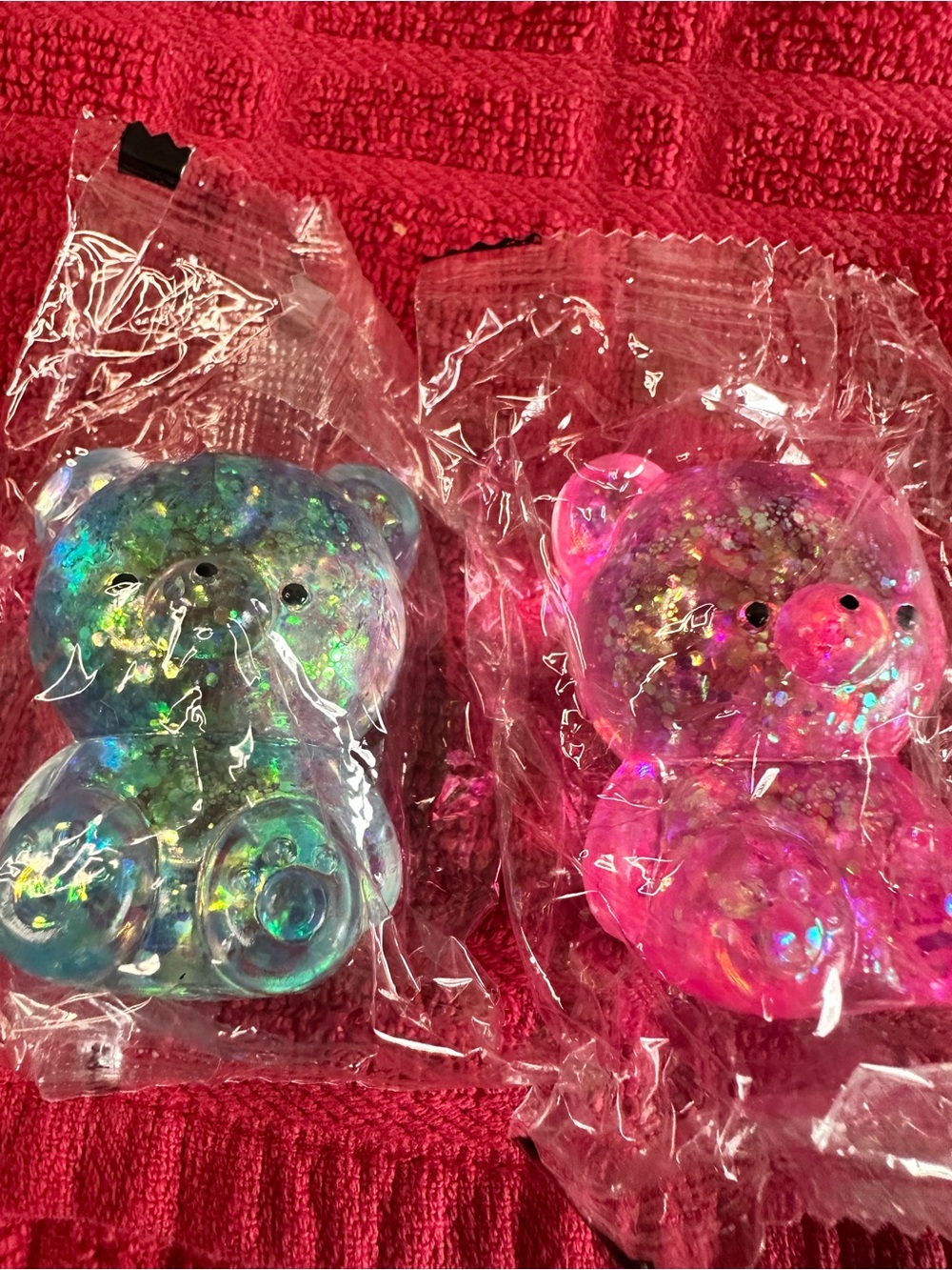 Iridescent Glitter squishies- Blue & Pink